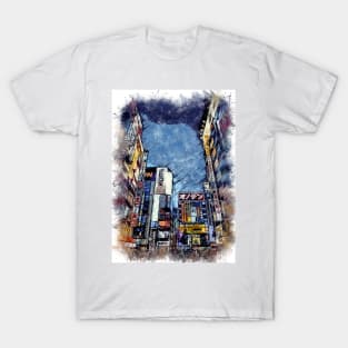 Tokyo City Streets Travel Poster Series watercolor ink edition 02 T-Shirt